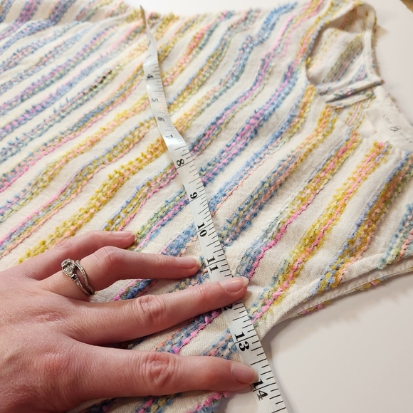 Lou & Grey Swing Dress Sleeveless Rainbow Stripe Pastel Spring Sz Large - Picture 8 of 9